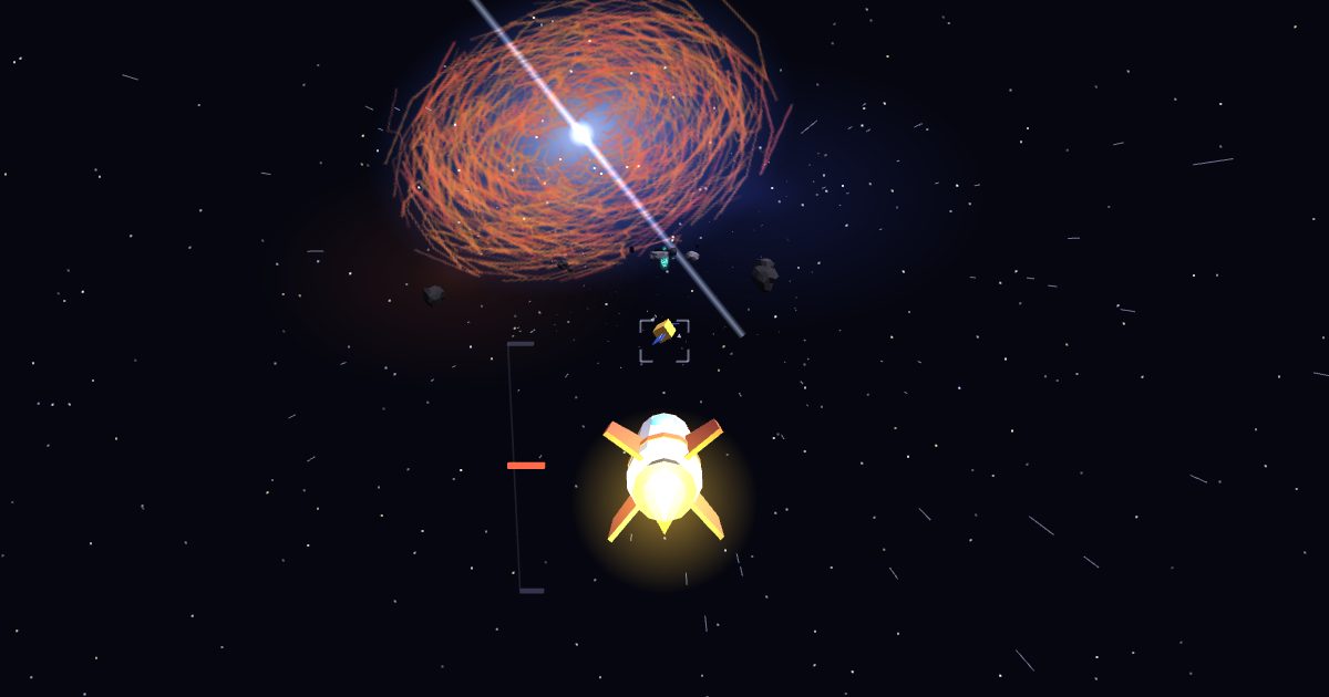 Flying through the Crab Nebula sector in Comet Courier