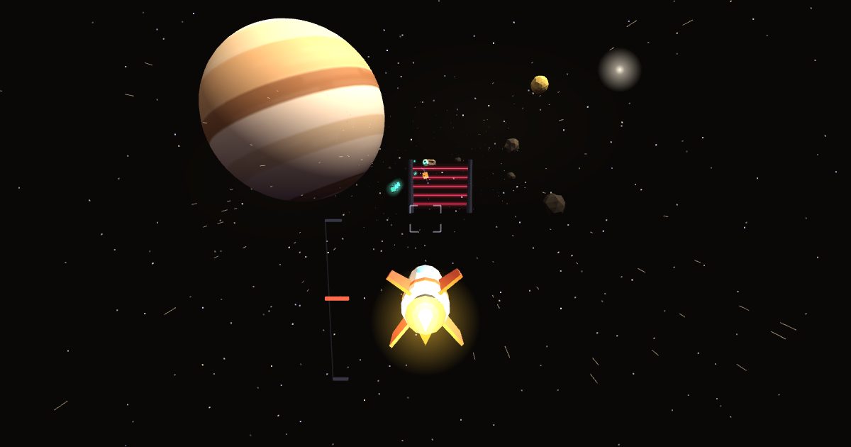 Flying through the Jupiter sector in Comet Courier