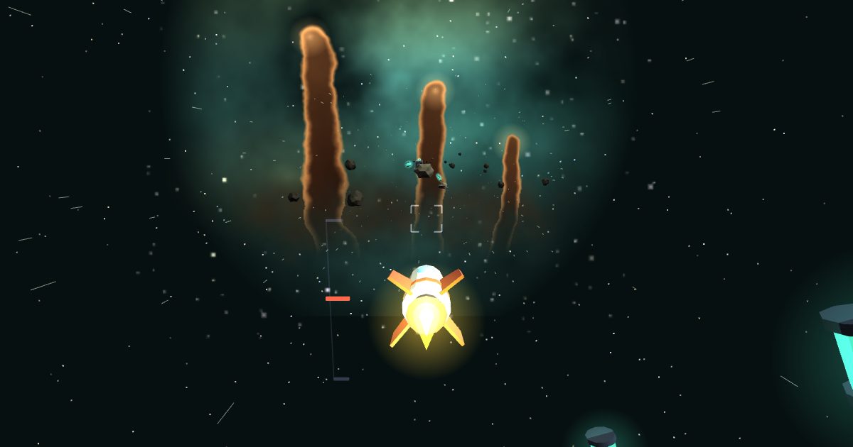 Flying through the Pillars of Creation sector in Comet Courier